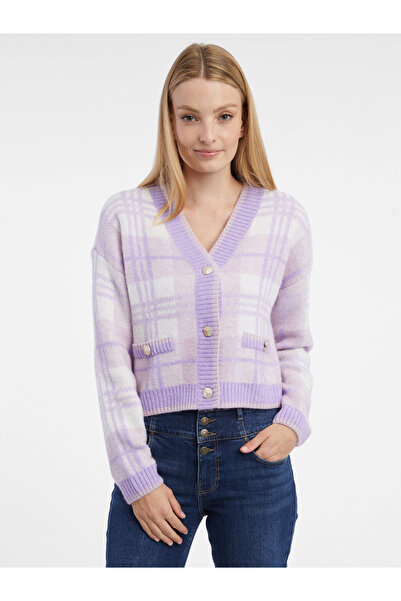 ORSAY Light purple women's checkered cardigan