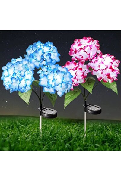 Casa Shop Set de 2 lămpi solare hortensie, 70 cm, LED, rezistente la apă, ilu...