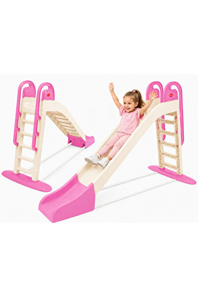 Doloni Tobogan pentru copii XXL White/Pink, cu trepte si manere ergonomice de...