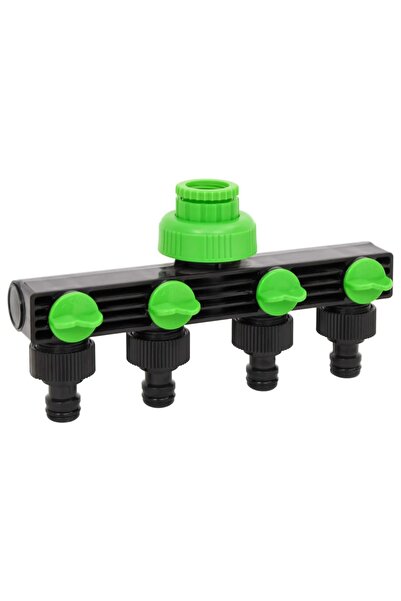 vidaxl Adaptor pentru robinet 4 cai verde/negru 19,5x6x11 cm ABS si PP