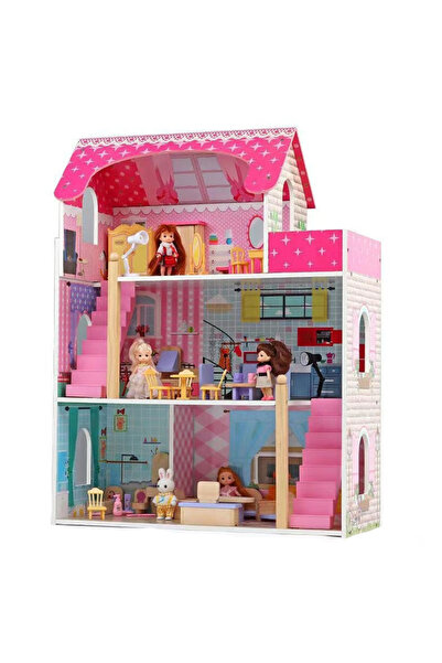 Toybox بيت دمى خشبي للأطفال، لعبة منزل الأحلام للعب التخيلي، 81×61×26.5 سم