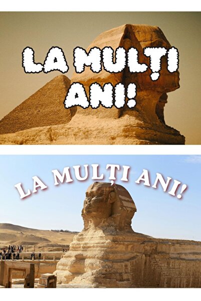 OEM Set 2 Felicitari La Multi Ani Tematica Sphinx Egypt, Design Exclusiv, Car...