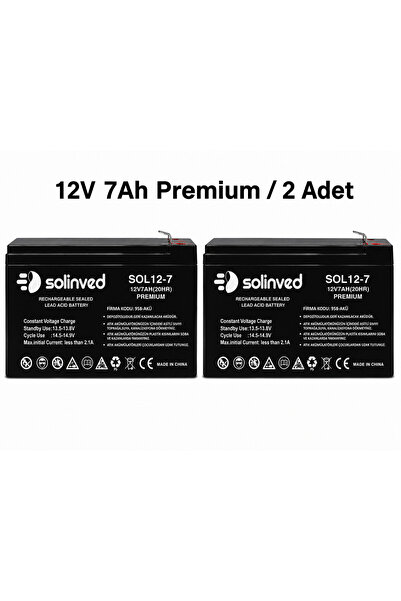 SOLİNVED 12V 7Ah Premium Kuru Tip Akü (2 Adet)