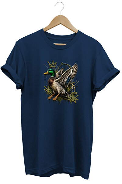 remonz Green-Capped Duck and Crown Printed Street Style Nature T-Shirt Outdoo...
