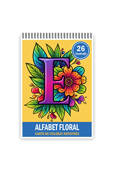 Legendary Gifts Carte de colorat, 26 de ilustratii Alfabet Floral, 58 pagini,...