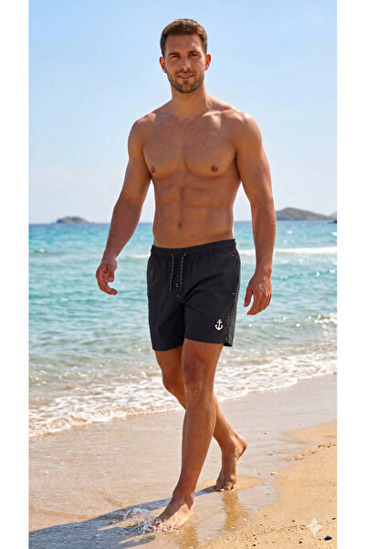 My-o Çapa Detail Men's Swim Shorts Quick Drying Zippered Double Pockets - Tie...