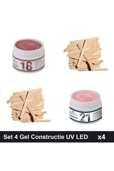 Makeup Set 4 Gel Constructie UV LED FSM 15g, Nuante 18 21, Manichiura Profesi...