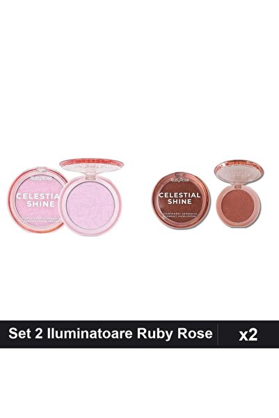 Makeup Set 2 Iluminatoare Ruby Rose Celestial Shine 01 04, Highlighter Radiant