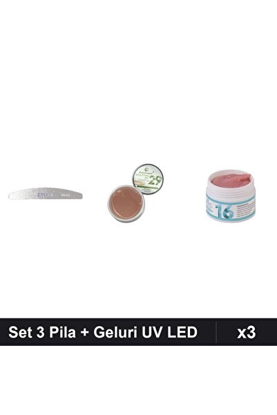 Makeup Set 3 Pila Unghii Emma 80/80 + 2 Geluri Constructie UV LED FSM 15g