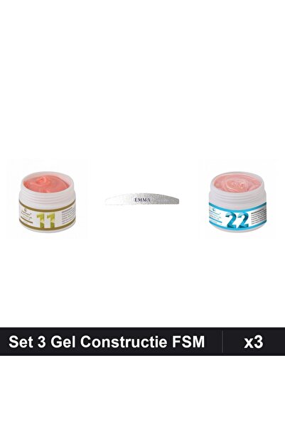 Makeup Set 3 Gel Constructie UV LED FSM 15g, Nuante 11 22, Pila Emma 120/150,...