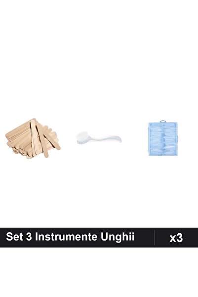 Makeup Set 3 Instrumente Îngrijire Unghii, Spatula Ceară + Perie Deprafuit + ...