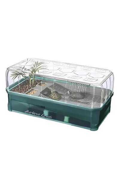 Nubios Plastik Kaplumbağa Bahçesi Filtreli Isıtma Lambalı Yeşil 46x23x24