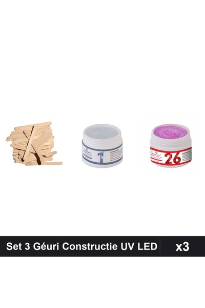 Makeup Set 3 GéUri Constructie UV LED FSM 15g, Transparent + Nuanță 26, Manic...
