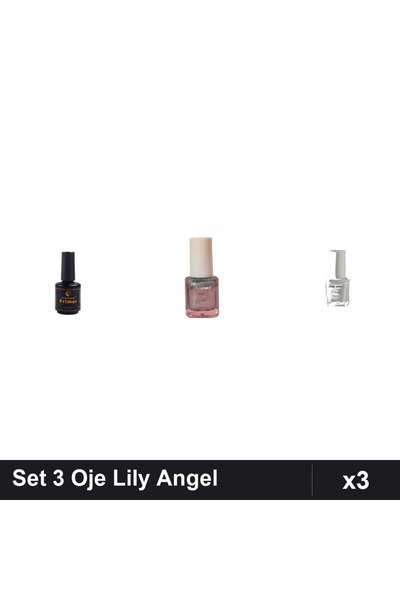 Makeup Set 3 Oje Semipermanente Lily Angel, Primer FSM, Nuante Argintie Albă,...