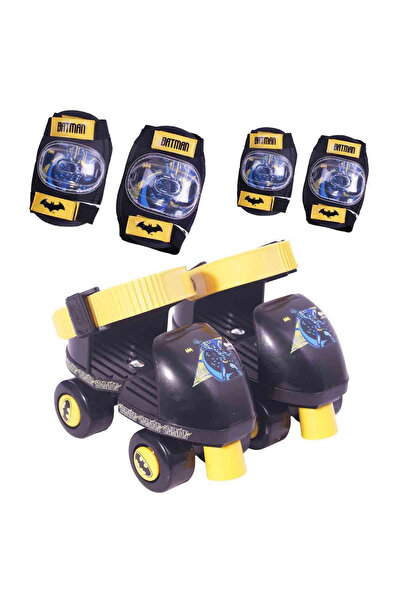 Feyza Oyuncak Batman 4-Wheel Roller Skates Set, Sizes 25-31, Includes Knee Pa...