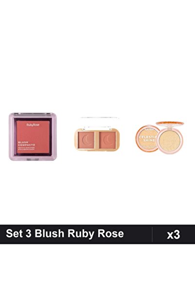 Makeup Set 3 Blush Ruby Rose, Paleta Cheek To Cheek 02, Iluminator Celestial ...