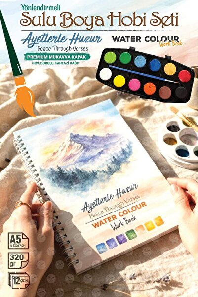 TUĞSET Yönlendirmeli Sulu Boya Hobi Seti Watercolor Workbook Defter Çiçek Flo...