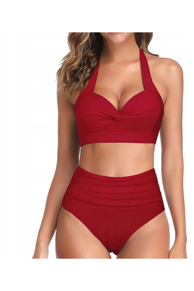 SNM Two-piece swimsuit, SNM, red, M, decorative tie bra and High-Leg panties