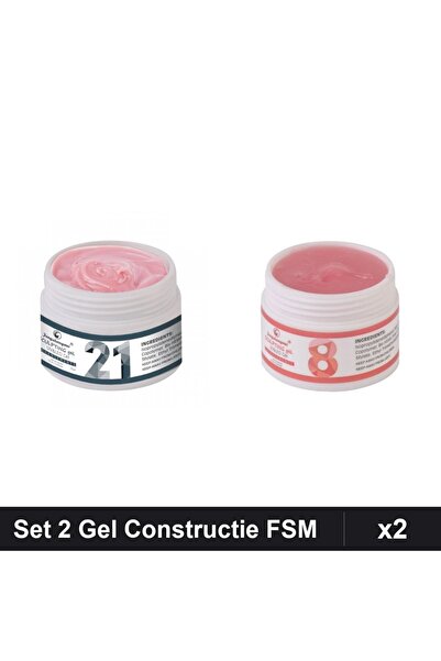 Makeup Set 2 Gel Constructie UV LED FSM 15g, Nuante 21 și 08, Manichiură Prof...