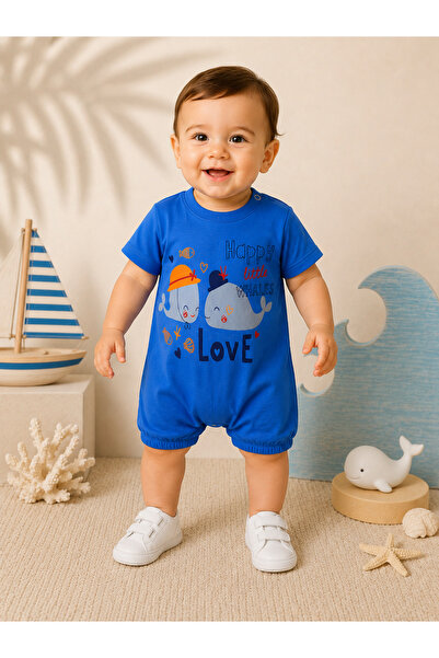 Nehad Bebe رومبير أنيق للأطفال الرضع بأكمام قصيرة مطبوع عليه Happy Little Wha...