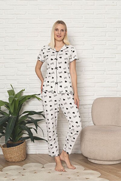Rüyam pijama Raporlu Floral Camisole Short Sleeve Pajama Set