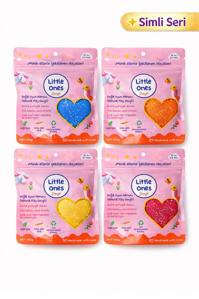 Little Ones Dough Doğal Oyun Hamuru - 4'lü Doğal Simli Oyun Hamuru Seti 4x130...