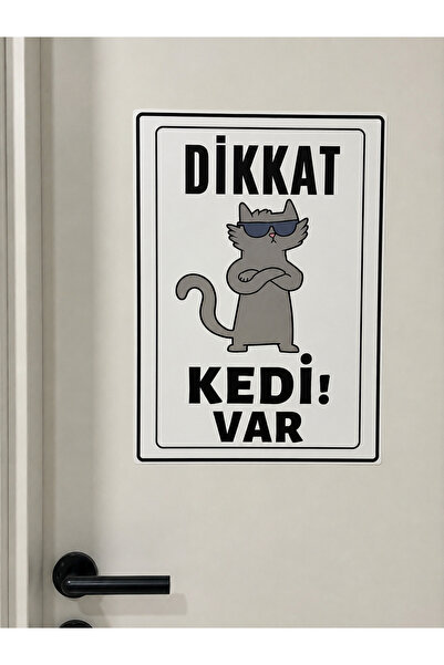 ünalgrup Caution Cat Is Present Artist Pvc Warning Sign 25X35 cm Uv Printing ...