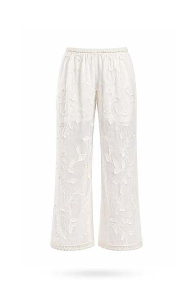 5in1Canpolat Natural Guipure Patterned Trousers 39827