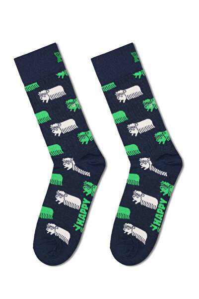 Derimod Happy Socks Men's Navy Blue Patterned Cotton Socks P003193
