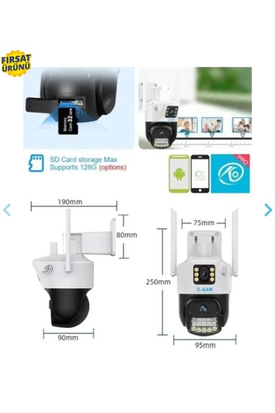 SERKANELEKTRONİK MOBESE Lİ 6 MP KAMERA ÇİFT LENSLİ ( Adaptör Hediyeli)-HAREKET ALGILAMA-KİŞİ TAKİP-ALARM