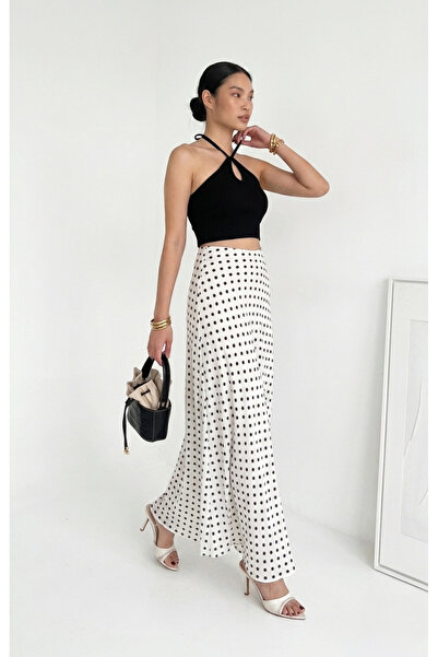 MAİMODA Women's Modest Polka Dot Chiffon Maxi Skirt