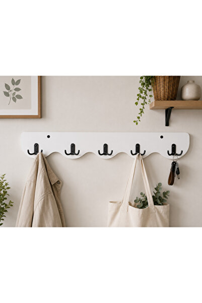 EMRMOBILYA 90 Cm Desenli Kesim Beyaz Askılık