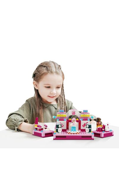 OEM 2 in 1 Construction Blocks Beauty Salon & Stage with 2 Figures (216 pieces)