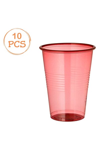 Zumzeria Set of 10 Transparent Red Plastic Cups 480ml