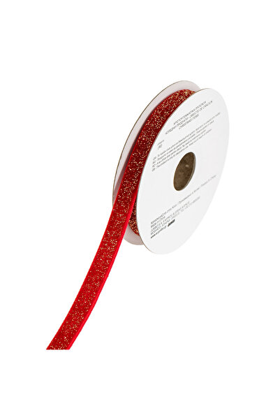 OEM Panglică decorativă catifelată roșie cu sclipici de Crăciun 5m x 9mm