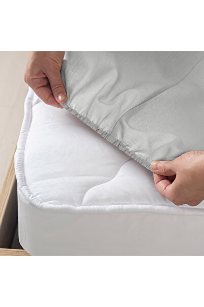 OEM Cearșaf cu elastic din bumbac gri pentru pat 100x200cm+28cm