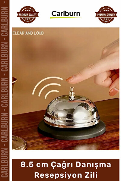Carlburn #Zil Gümüş Renk 8.5cm Metal Masa Lobi Otel Ofis Çağrı Servis Danışma...