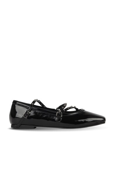 BUENO Shoes Black Patent Leather Women's Flat Shoes 39Wa2237