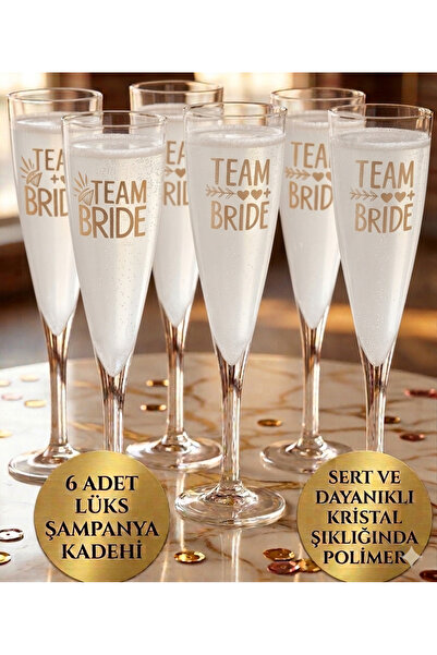 Parti Zamanı Bride To Be Partisi Kadeh Şampanya Bardağı 6'lı Sert Plastik Kri...