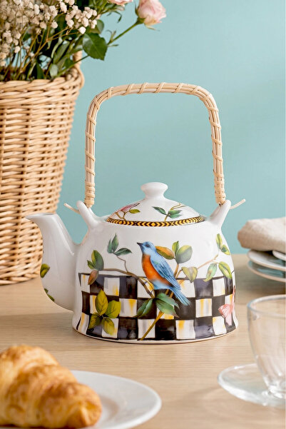 Rivaİstanbul Paradise Porcelain Wicker Handle Teapot