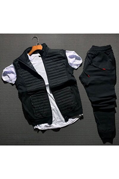 HerTarzınTrendi Seasonal 3-Piece T-Shirt, Vest, and Sweatpants - Basic Three-...