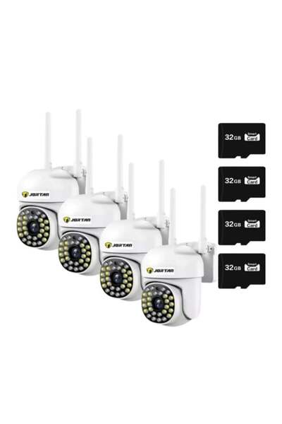 Jortan PACKAGE OF 4 WIFI SURVEILLANCE CAMERAS JT-8161QJ+4 32gb memory cards