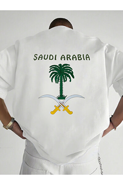 SAUDI Men and Women's 100% Cotton T-Shirt - Oversized Crew Neck Short Sleeve ...