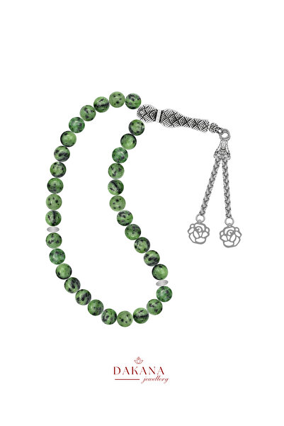 DAKANA JEWELLERY سبحة من الحجر الطبيعي معتمدة بقطر 8 مم من حجر أنيلايت على شك...