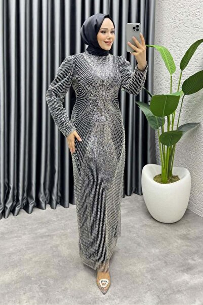 Kalemen Moda Feray Tasarım Kalem Abiye 8037 Siyah & Gümüş