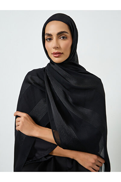 Take Two By Styli Black Breathable Stretchy Pearl Chiffon Hijab