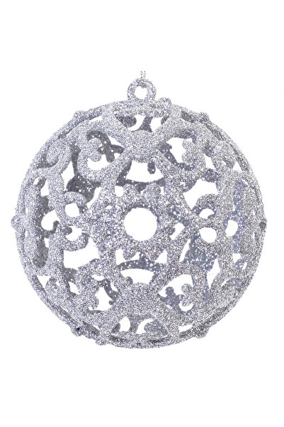 Zumzeria Set de ornamente de Crăciun cu sclipici argintiu, 8cm - 6 bucăți
