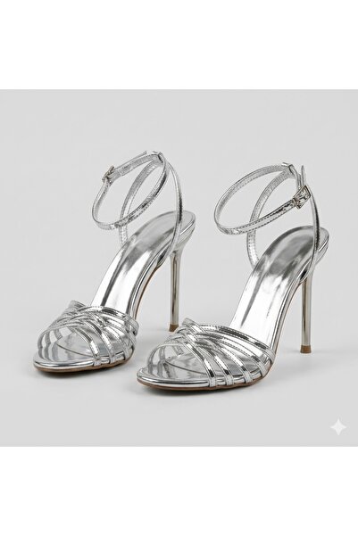 KİNDEP (Park Moda) Women's Heeled Sandals Silver