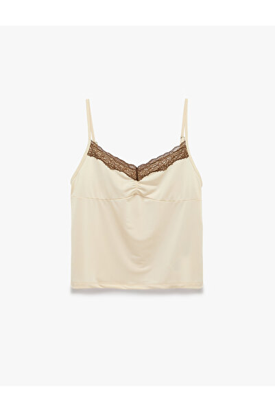 Koton Lace Detailed Thin Strap Comfortable Cut Pajama Top
