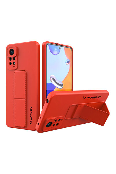 WOZINSKY Husă din silicon cu suport pentru Xiaomi Redmi Note 11 Pro, roșie